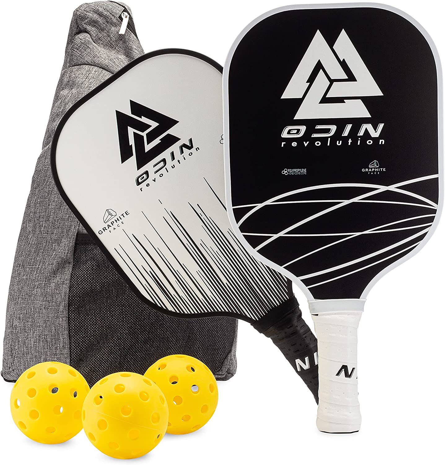 Odin Pickleball Paddle Set - 2 Premium Paddles & 3 Ultra Cushion Grip Balls